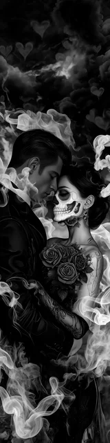 Free dark romance bookmark featuring a smoky black and white couple